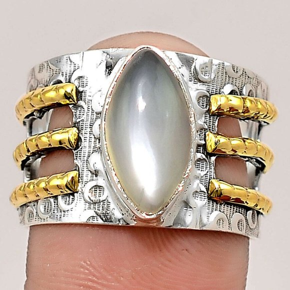 The Girl With Kaleidoscope Eyes Jewelry - 2 Tone Sterling & 14 kt Moonstone Ring